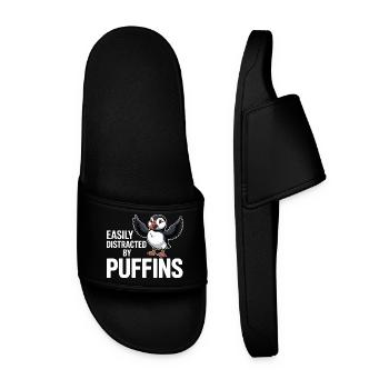 Easily Distracted By Puffins Lustiger - Men’s Pool Sliders - black - Front