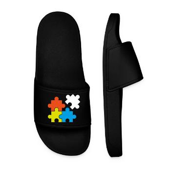 Puzzel Retrogaming Geschenk Legespiel Spiel Games - Männer Badelatschen - Schwarz - Vorne