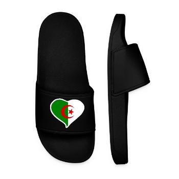 Algerien Herz Flagge - Männer Badelatschen - Schwarz - Vorne