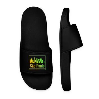 São Paulo skyline in neon gradient - Men’s Pool Sliders - black - Front