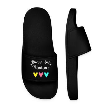BONNE FÊTE MAMAN. MAMAN. FÊTE DES MÈRES. JE T'AIME - Claquettes Homme - noir - Devant
