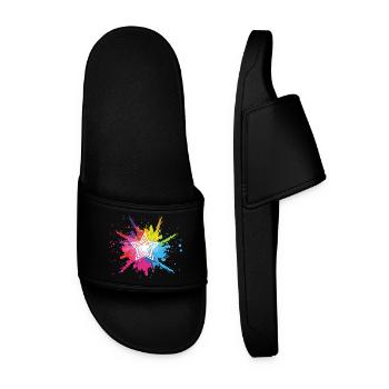 White star and multicolored explosion - Men’s Pool Sliders - black - Front