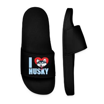 Husky Glitzer Hundehalter Hundehaare - Männer Badelatschen - Schwarz - Vorne