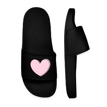 Cœur rose cadeau de la Saint-Valentin en cœur rose - Claquettes Homme - noir - Devant