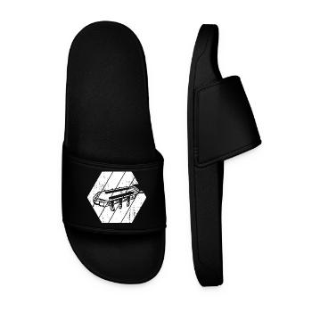 Guitar Headstock Drawing - Men’s Pool Sliders - black - Front