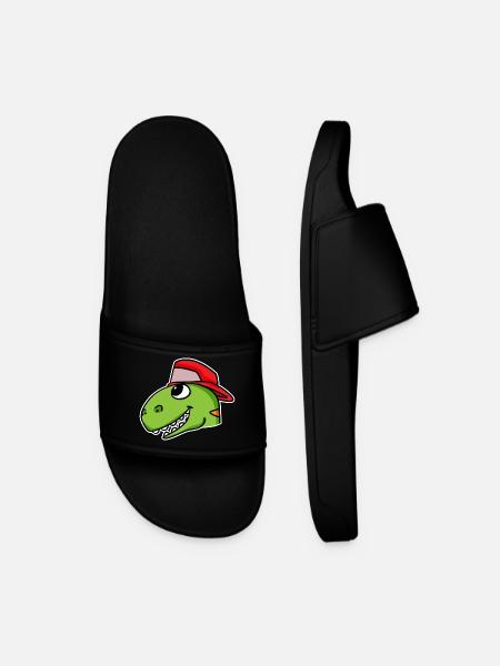 Dinosaur Head Dino - Men’s Pool Sliders - black