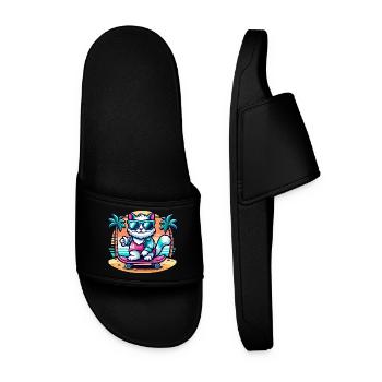 Chat sur une planche à roulettes sur la plage - Claquettes Homme - noir - Devant