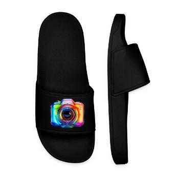 Appareil photo coloré au design moderne en verre - Claquettes Homme - noir - Devant