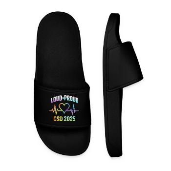 LGBTQ Pride 2025 Herzbeat Design - Männer Badelatschen - Schwarz - Vorne