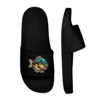 Fish Salmon Sea Lake Ocean Fisherman Fishing Gift - Men’s Pool Sliders - black - Front
