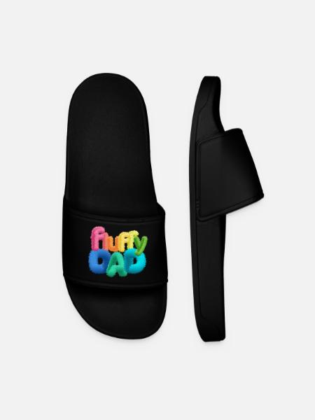 Fluffy Dad – Colorful, Fluffy Typography - Men’s Pool Sliders - black