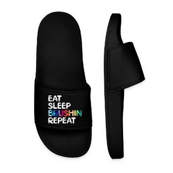 Funny Art Painter Eat Sleep Brushin Repeat Drawing - Men’s Pool Sliders - black - Front