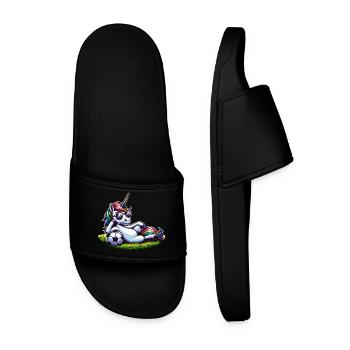 Unicorn Football Rainbow Casual Sunglasses - Men’s Pool Sliders - black - Front