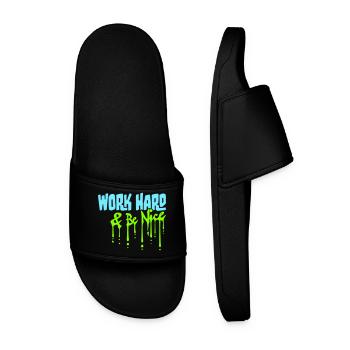 Work Hard Be Nice Motivation Positive Spirit Quote - Men’s Pool Sliders - black - Front