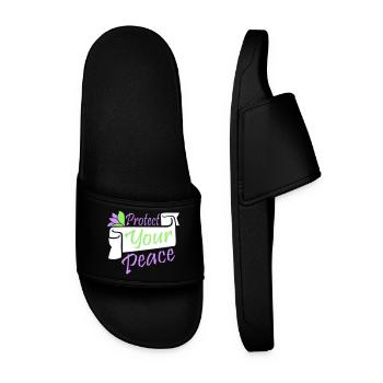 Protect Your Peace Mental Health Mindfulness - Men’s Pool Sliders - black - Front