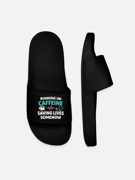 Night Shift Nurse, Tired - Men’s Pool Sliders - black