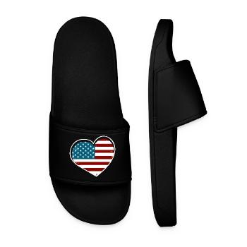 Herzflagge USA Vintage Stil - Männer Badelatschen - Schwarz - Vorne