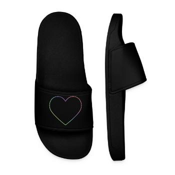 Regenbogen Herz Regenbogenherz - Männer Badelatschen - Schwarz - Vorne