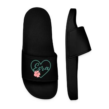 Ezra Maiden Name First Name Heart - Men’s Pool Sliders - black - Front