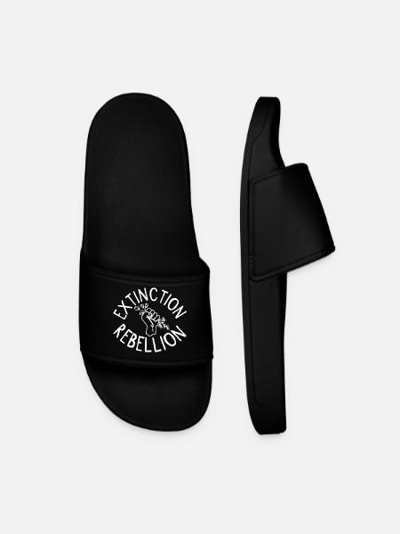 Extinction Rebellion Fist with Bud - Men’s Pool Sliders - black
