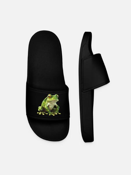 Green Frog - Natural Design - Men’s Pool Sliders - black