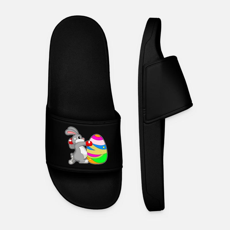 Bunny Easter Boxes - Men’s Pool Sliders - black