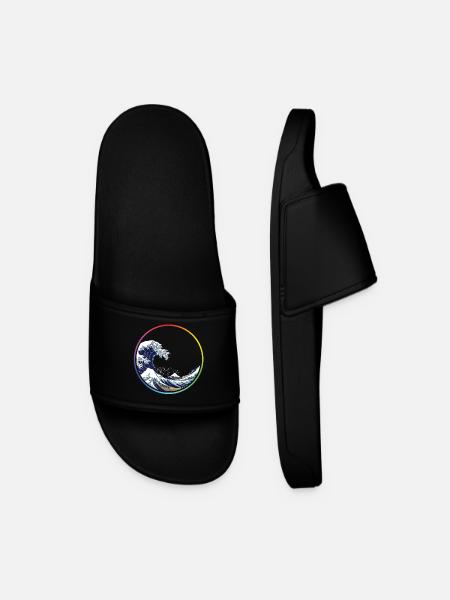 Rainbow Wave Circle - Men’s Pool Sliders - black