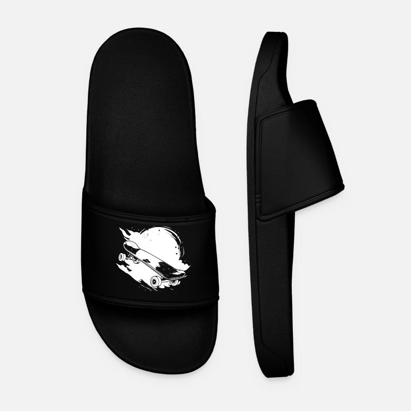 Skateboard Drawing - Men’s Pool Sliders - black