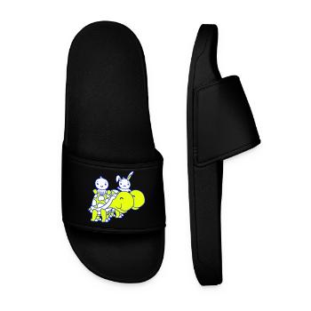 2 Bunny Bird Big Giant Turtle Waving Team - Men’s Pool Sliders - black - Front