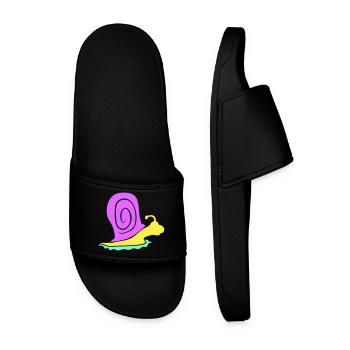 snail shell snail colorful cute silhouette cool - Men’s Pool Sliders - black - Front
