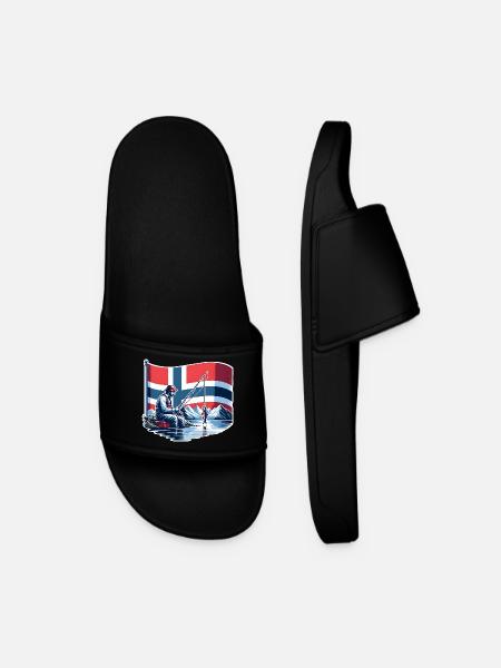 Norway Fishing Boat - Men’s Pool Sliders - black
