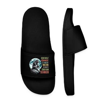 Loups LE LOUP SE MOQUE DE CE QUE PENSENT LES MOUTONS - Claquettes Homme - noir - Devant