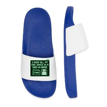 I Keep All My Dad Jokes In A Dad A Base - Men’s Pool Sliders - royal blue - Front