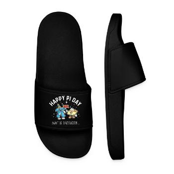 Happy Pi Day Sweet As 3.14 Math Meme - Men’s Pool Sliders - black - Front