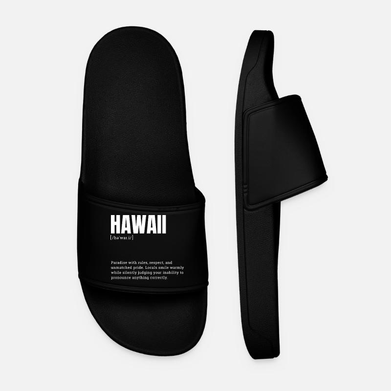 Hawaii Pride Language - Men’s Pool Sliders - black
