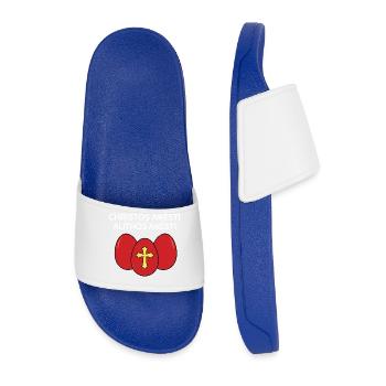 Christos Anesti Alithos Anesti Greek Easter - Men’s Pool Sliders - royal blue - Front