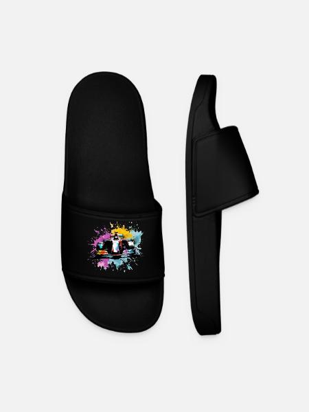 Colorful Splash Art Rush Race Car Driver Racing - Men’s Pool Sliders - black