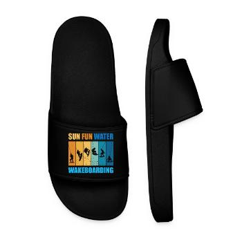 Soleil, Plaisir, Eau, Wakeboard - Claquettes Homme - noir - Devant