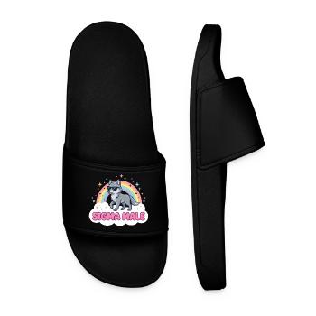 Sigma Male Wolf – Funny Meme Design - Men’s Pool Sliders - black - Front