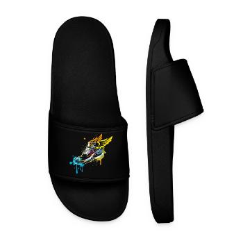 Sneaker graffiti with wings - Men’s Pool Sliders - black - Front