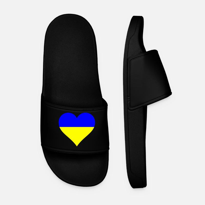 Herz für Ukraine - Männer Badelatschen - Schwarz
