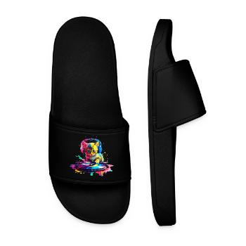 DJ Kitty – Rainbow - Men’s Pool Sliders - black - Front