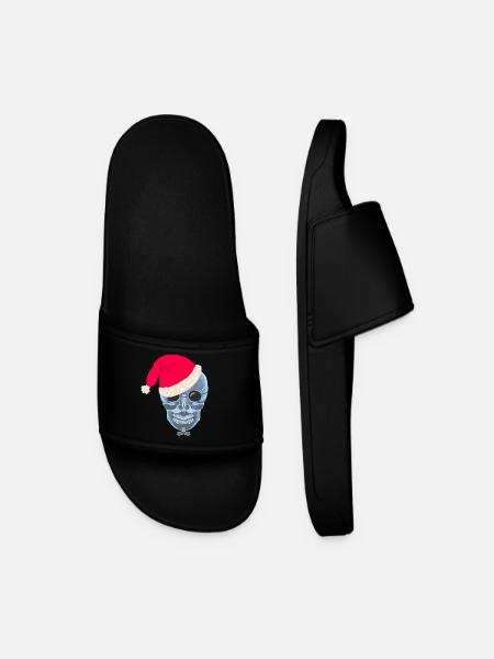 X-ray skull Santa hat, drawing - Men’s Pool Sliders - black