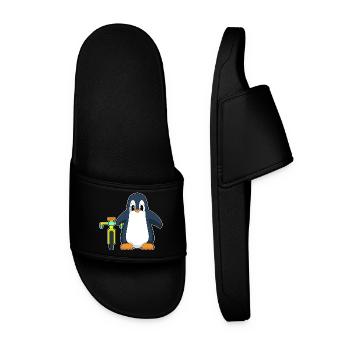 Pinguin Fahrrad - Männer Badelatschen - Schwarz - Vorne