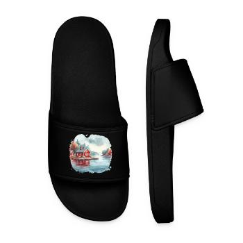Suède maison Suède lac cadeau de vacances - Claquettes Homme - noir - Devant