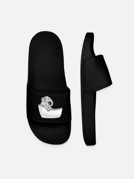 Elephant Bathing Bathtub - Men’s Pool Sliders - black
