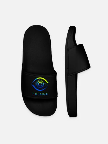 Futuristic Circle Technology Design - Men’s Pool Sliders - black