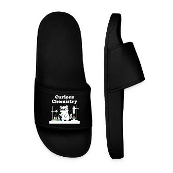 Curious Chemistry Cat - Men’s Pool Sliders - black - Front