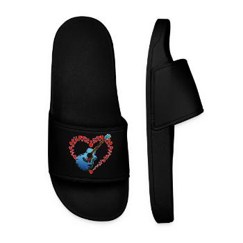 Heart with guitar - Men’s Pool Sliders - black - Front