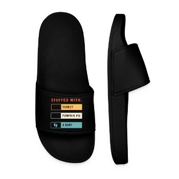 Thanksgiving Gender Reveal Mom-to-be - Men’s Pool Sliders - black - Front